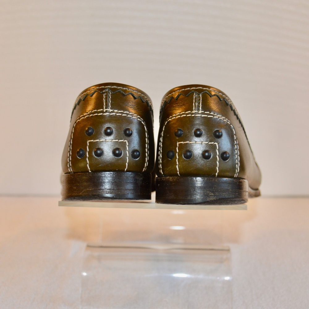 Olive Green Contrast Stitching Driving Flats Made in Italy 🇮🇹 - Picture 13 of 13